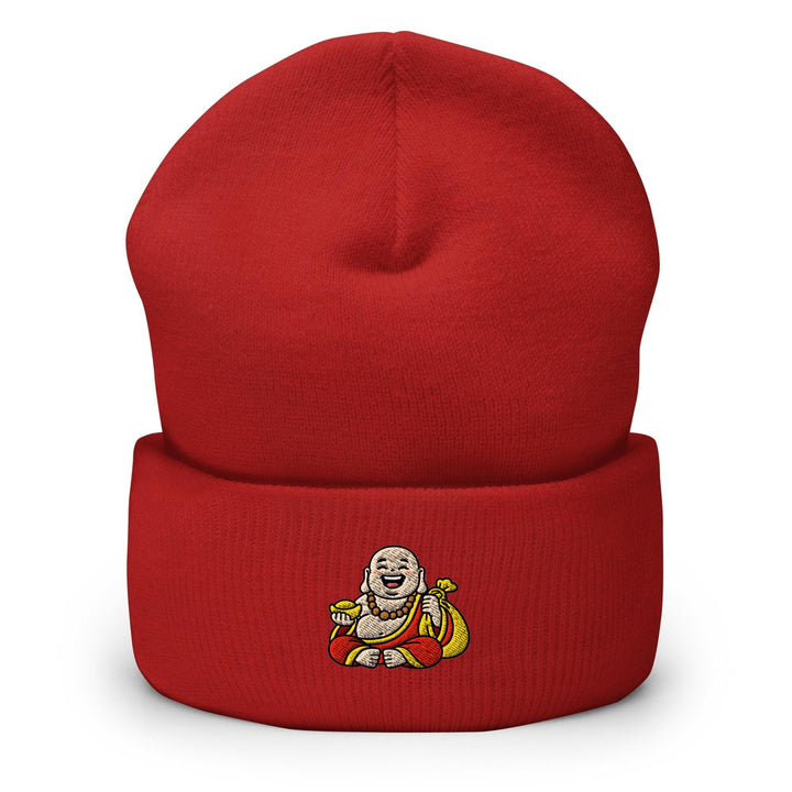 Budai Laughing Buddha Embroidered Cuffed Beanie: Cozy Unisex Winter Cap