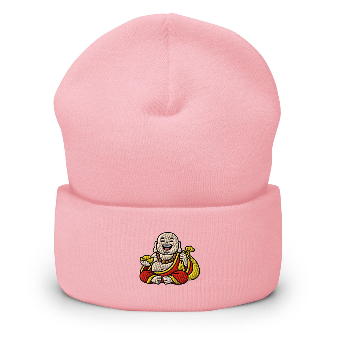Budai Laughing Buddha Embroidered Cuffed Beanie: Cozy Unisex Winter Cap