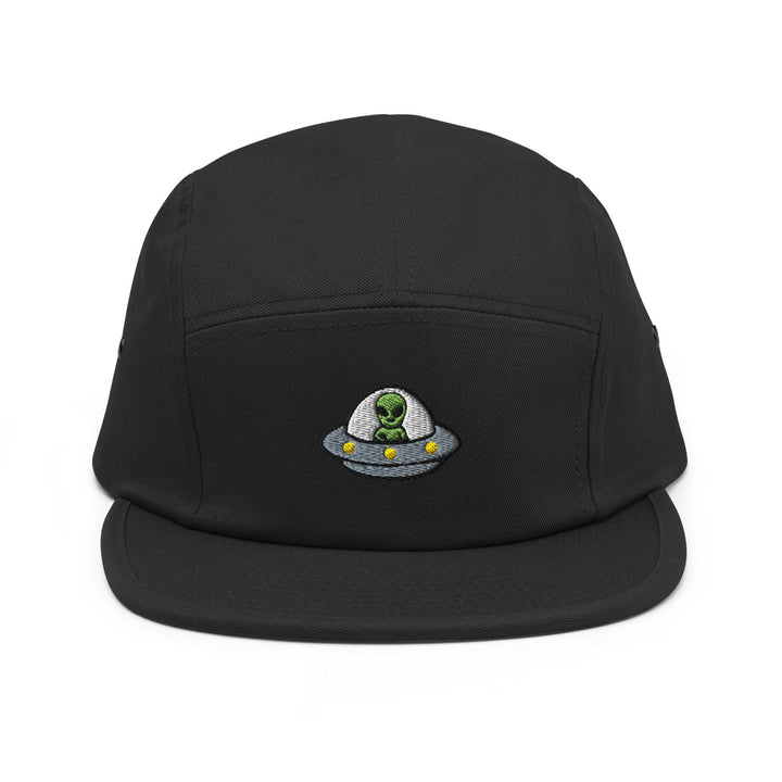 Alien UFO Embroidered 5‑Panel Cotton Camper Cap: Adjustable Fit