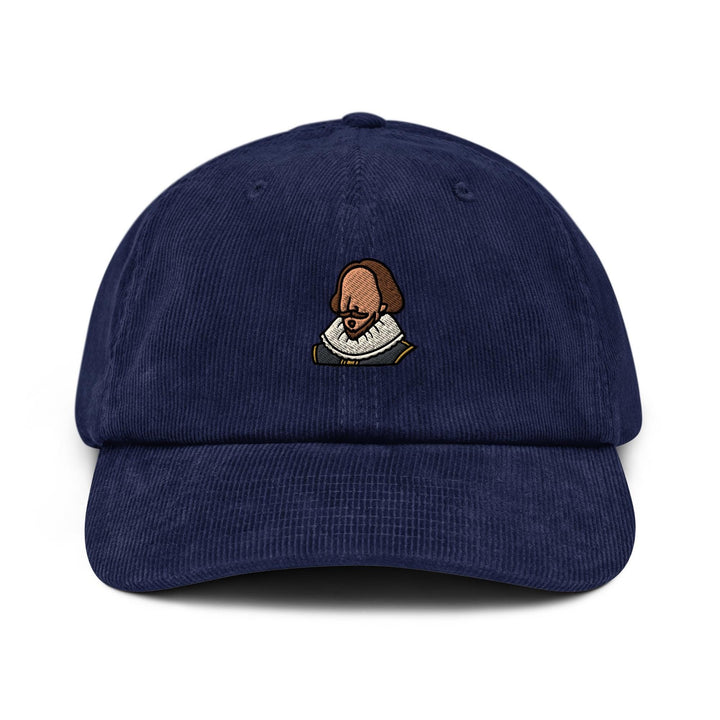 William Shakespeare Embroidered Cotton Corduroy Hat: Adjustable Fit