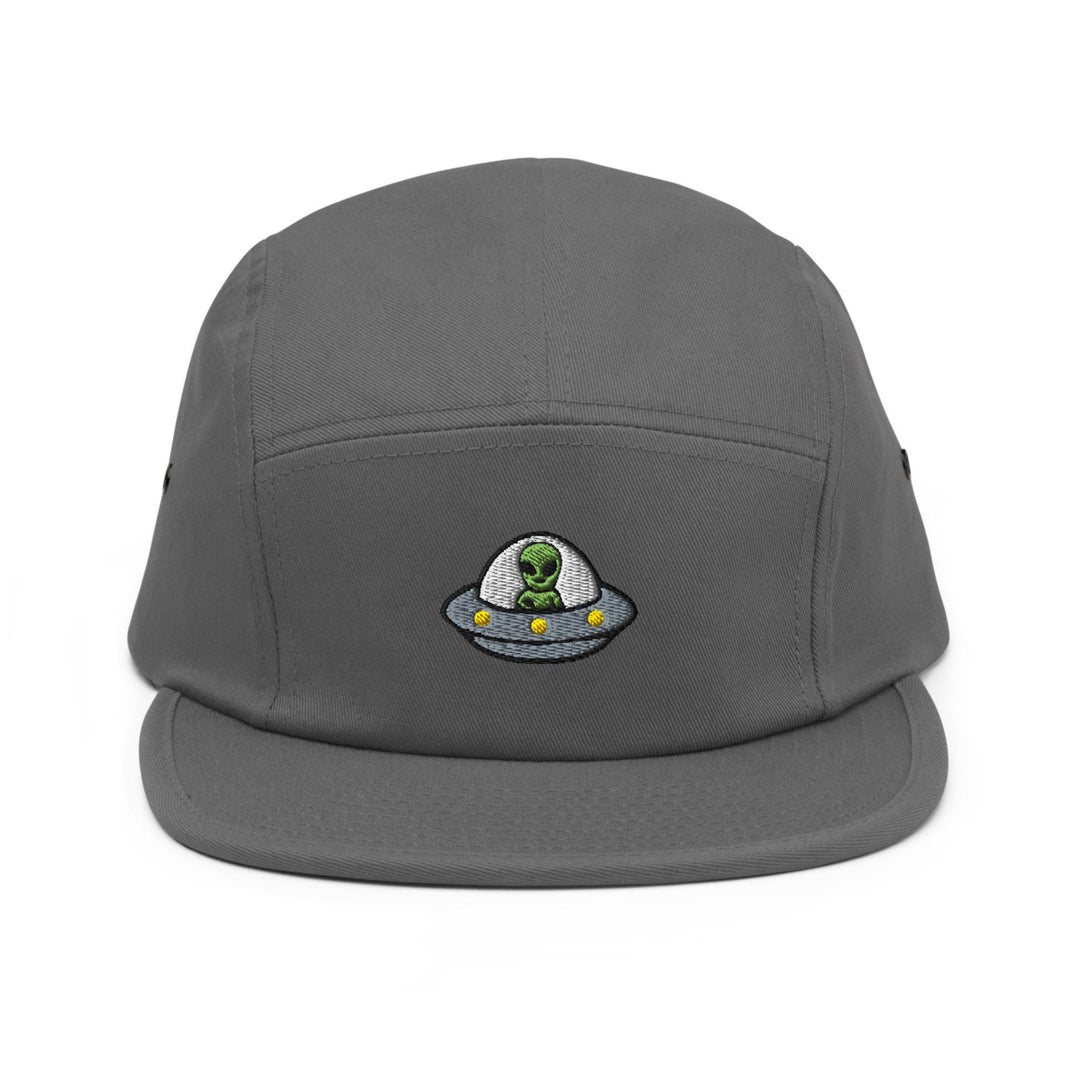 Alien UFO Embroidered 5‑Panel Cotton Camper Cap: Adjustable Fit