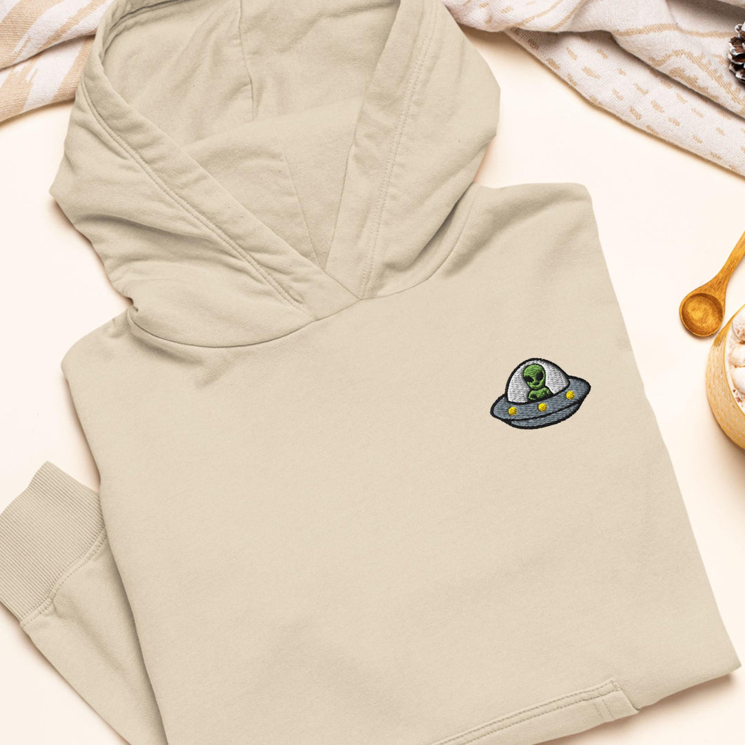 Alien UFO Embroidered Hoodie: Heavy Blend Cotton-Poly, Unisex Fit