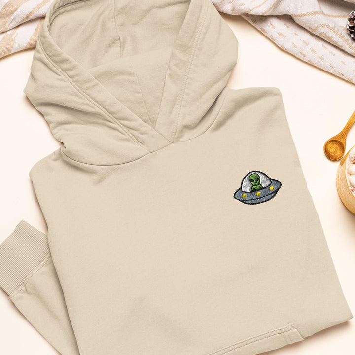 Alien UFO Embroidered Hoodie: Heavy Blend Cotton-Poly, Unisex Fit