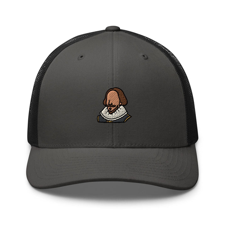 William Shakespeare Embroidered Trucker Hat: Structured Retro Cap with Mesh Back