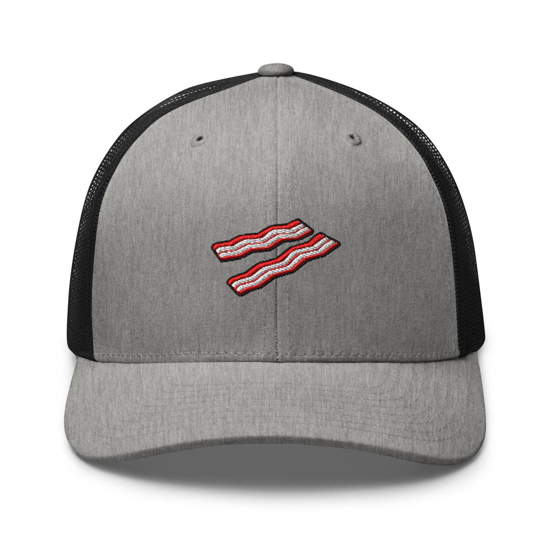Crispy Bacon Strips Embroidered Trucker Hat: Structured Retro Cap with Mesh Back