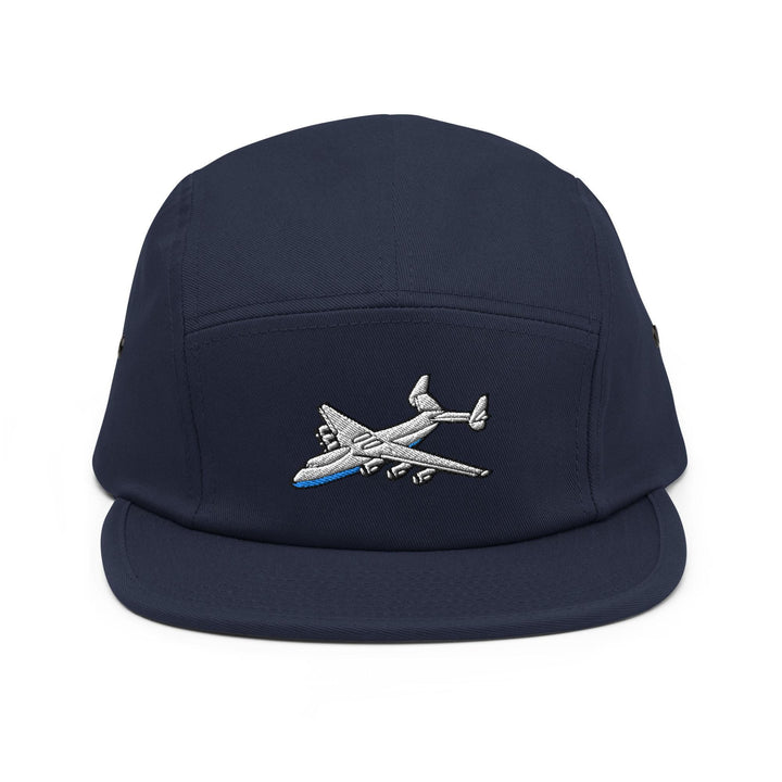 An-225 Cargo Airplane Embroidered 5‑Panel Cotton Camper Cap: Adjustable Fit
