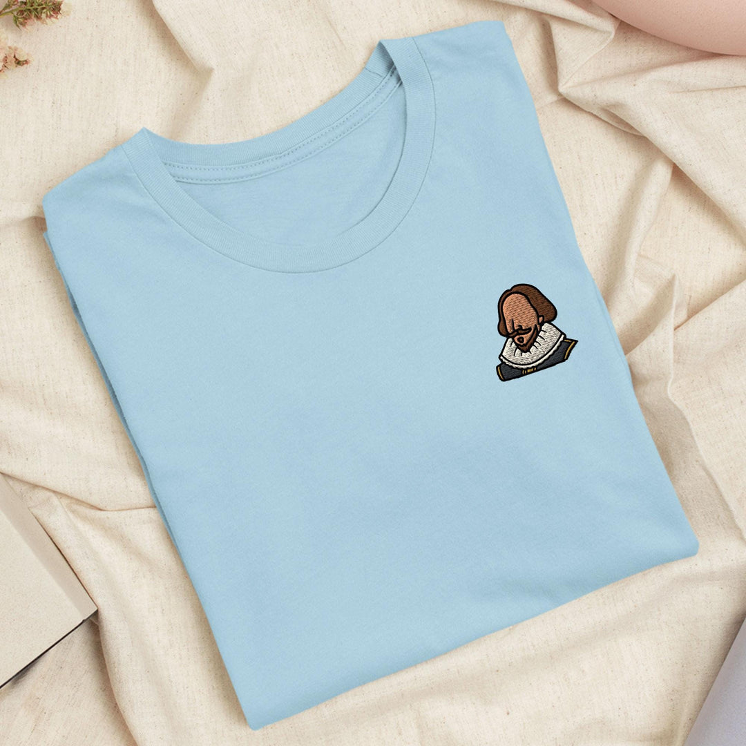 William Shakespeare Embroidered T-Shirt: Lightweight Cotton, Unisex Fit