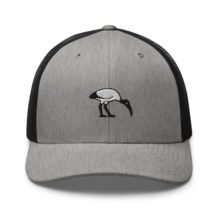 Bin Chicken Ibis Bird Embroidered Trucker Hat: Structured Retro Cap with Mesh Back