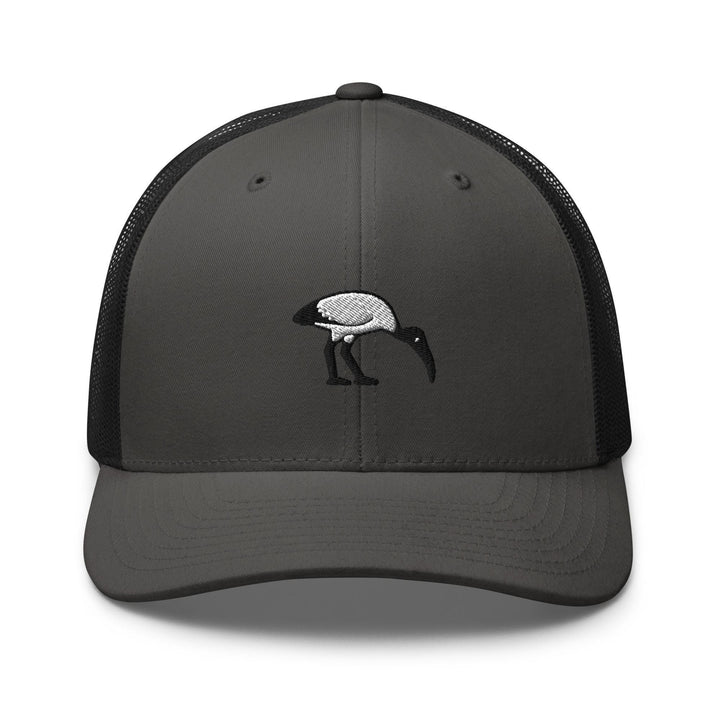 Bin Chicken Ibis Bird Embroidered Trucker Hat: Structured Retro Cap with Mesh Back