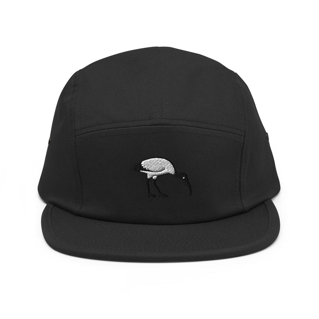 Bin Chicken Ibis Bird Embroidered 5‑Panel Cotton Camper Cap: Adjustable Fit