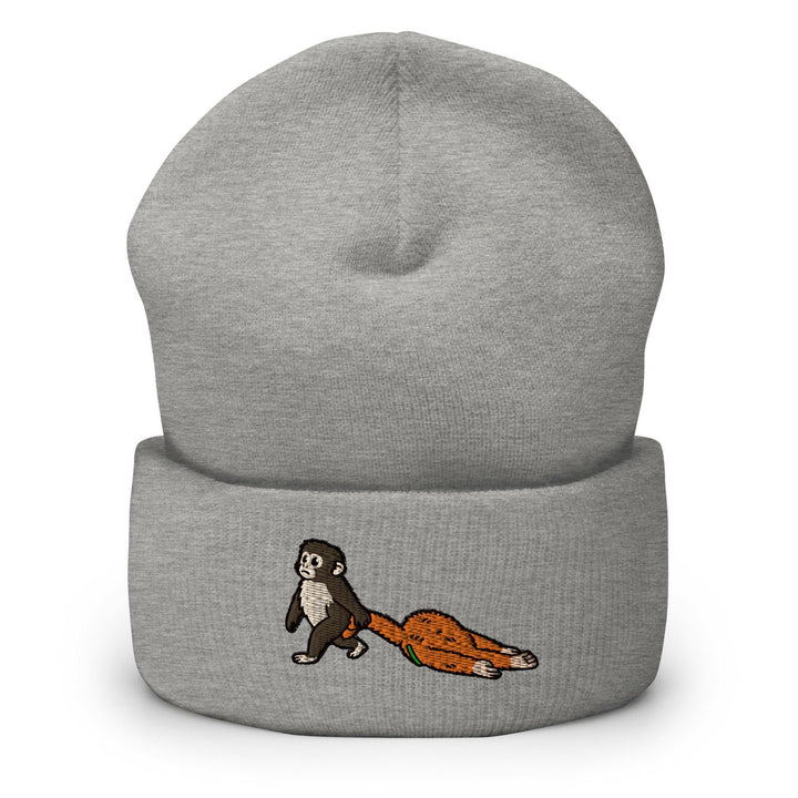 Punch Emotional Support Monkey Embroidered Cuffed Beanie: Cozy Unisex Winter Cap