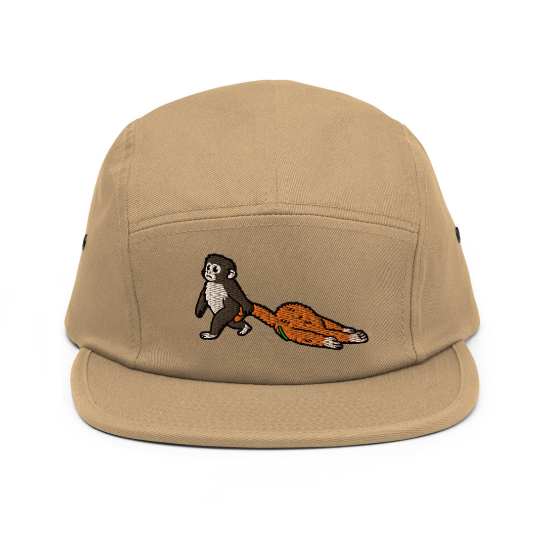 Punch Emotional Support Monkey Embroidered 5‑Panel Cotton Camper Cap: Adjustable Fit Unlimited