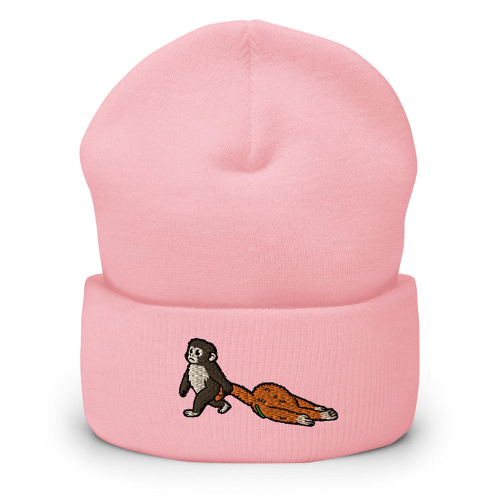 Punch Emotional Support Monkey Embroidered Cuffed Beanie: Cozy Unisex Winter Cap