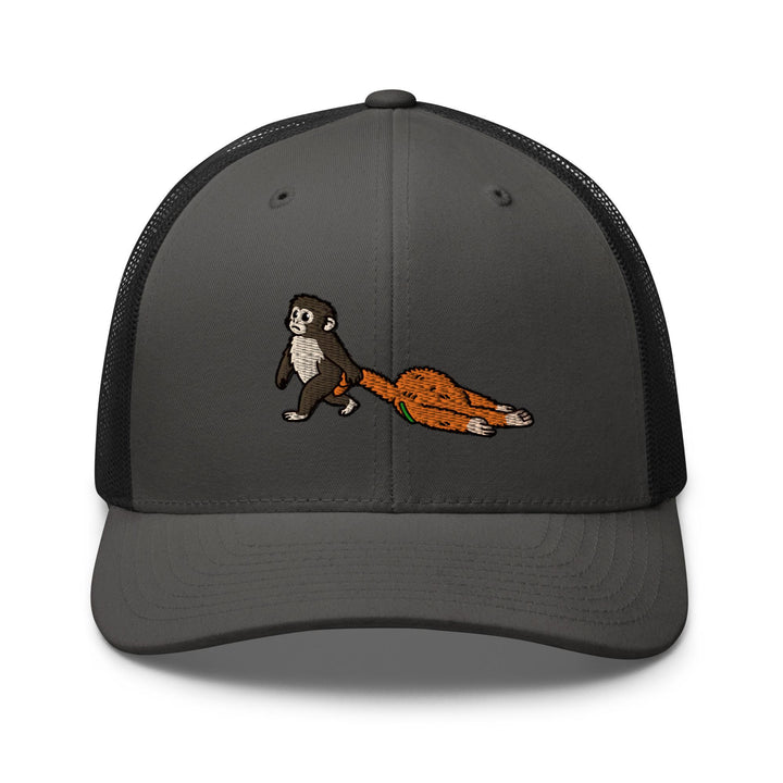 Punch Emotional Support Monkey Embroidered Trucker Hat: Structured Retro Cap with Mesh Back
