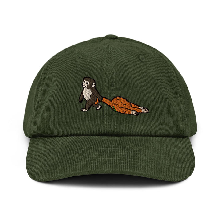 Punch Emotional Support Monkey Embroidered Cotton Corduroy Hat: Adjustable Fit