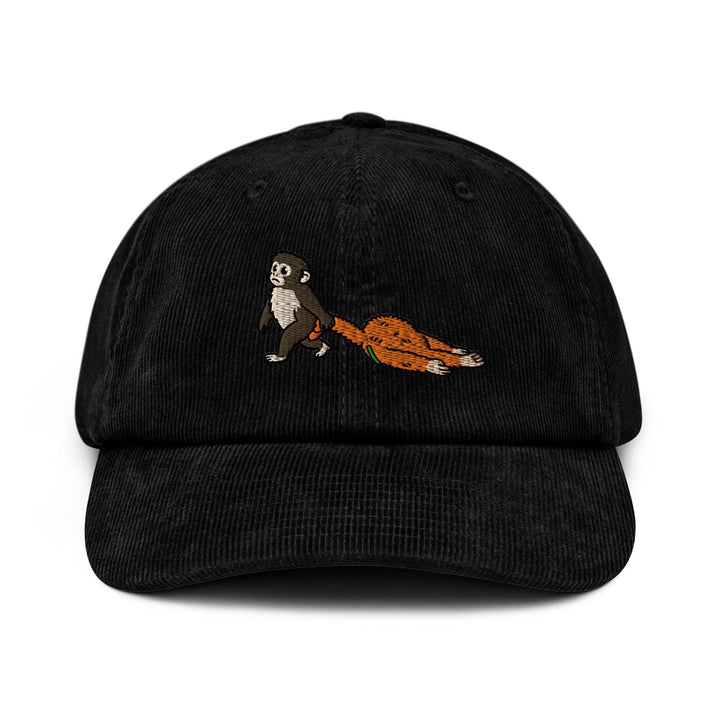 Punch Emotional Support Monkey Embroidered Cotton Corduroy Hat: Adjustable Fit