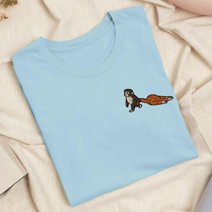 Punch Emotional Support Monkey Embroidered T-Shirt: Lightweight Cotton, Unisex Fit