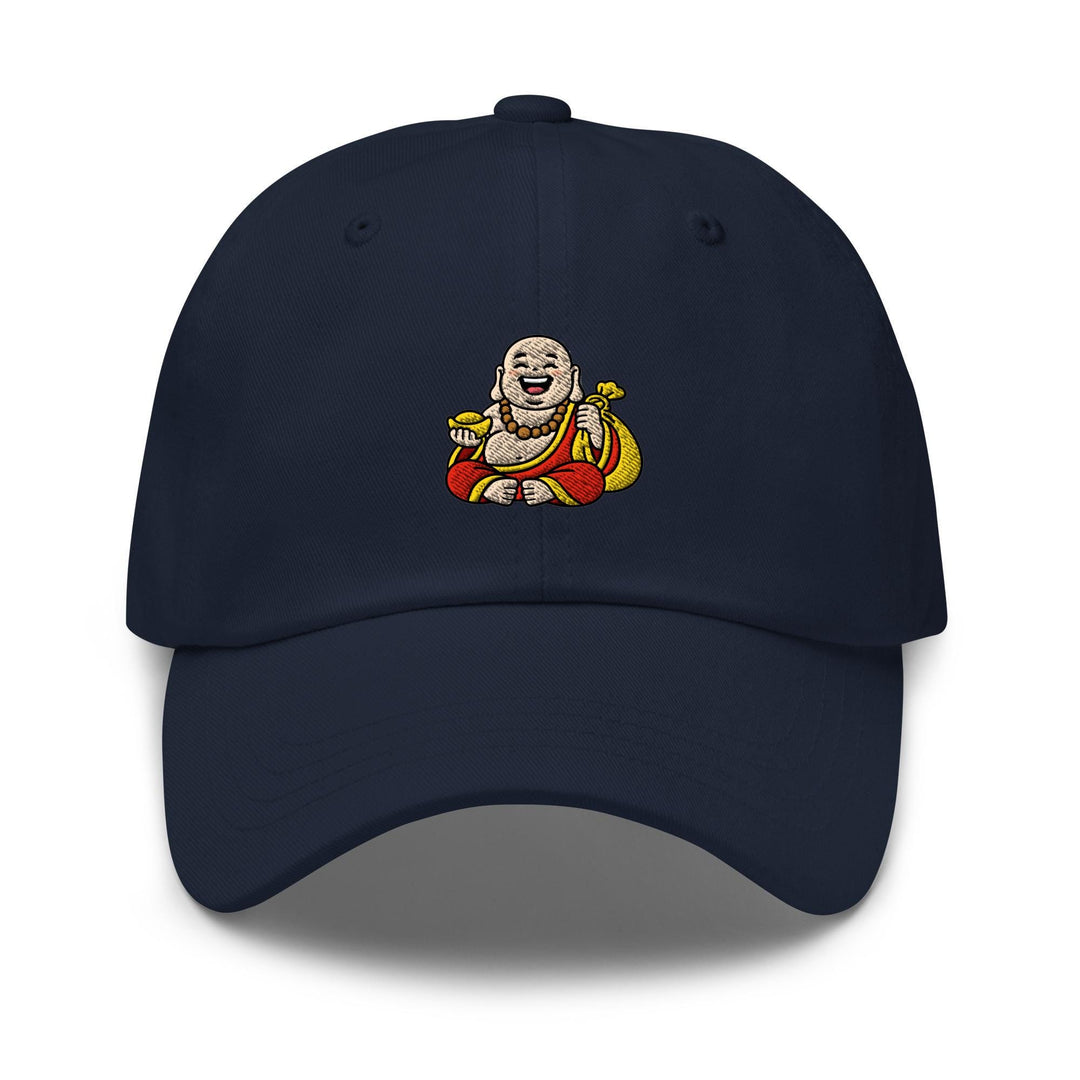 Budai Laughing Buddha Embroidered Dad Cap: Chino Cotton Twill Adjustable Unisex Hat