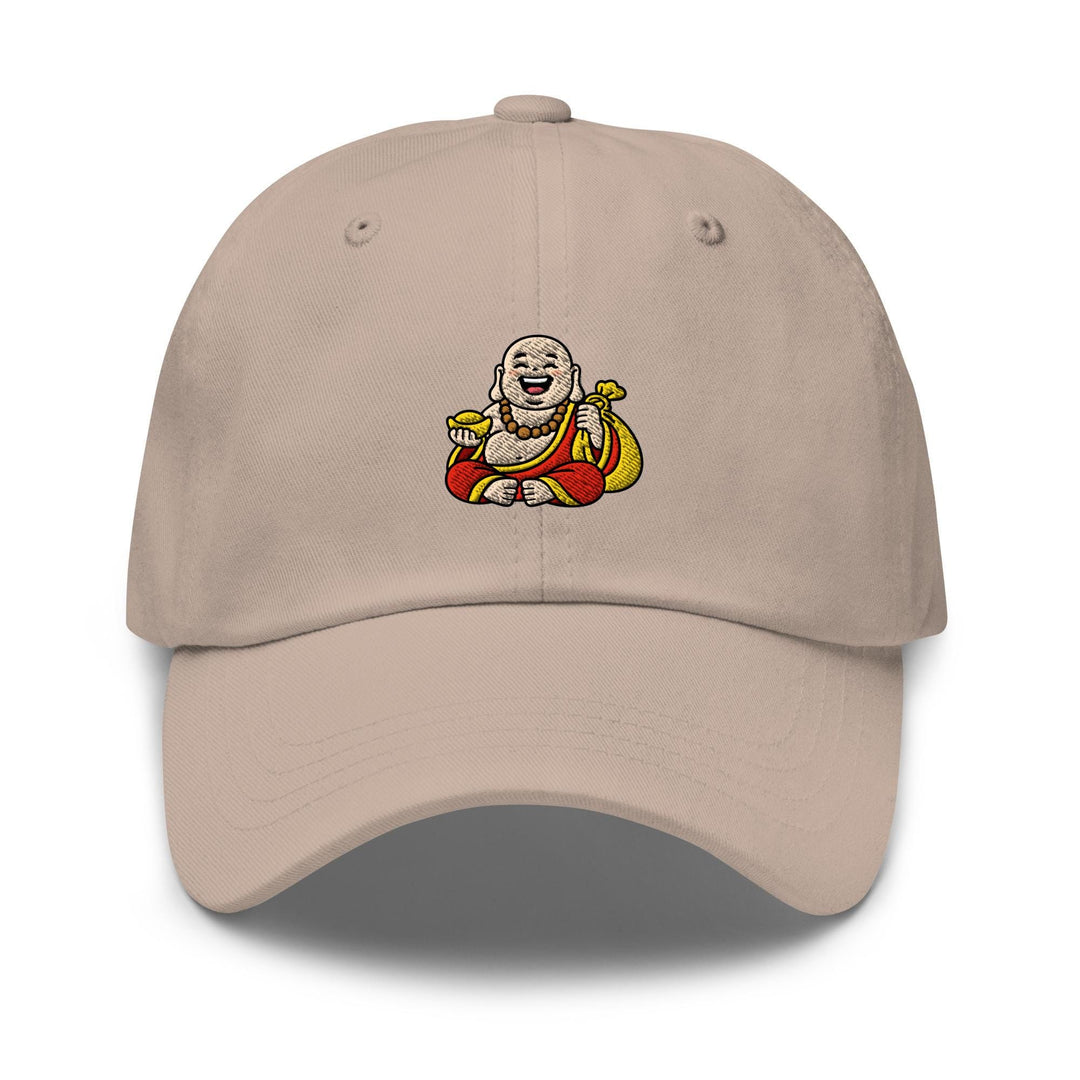 Budai Laughing Buddha Embroidered Dad Cap: Chino Cotton Twill Adjustable Unisex Hat