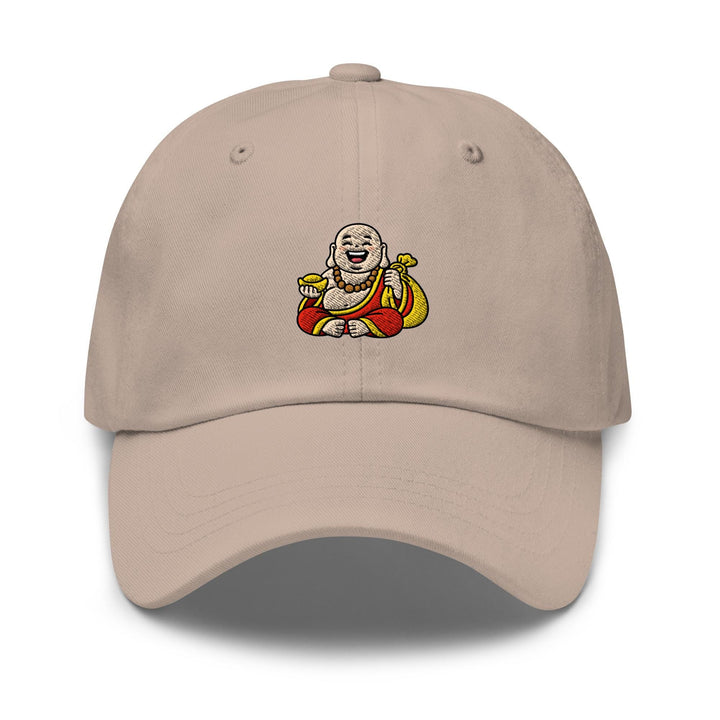 Budai Laughing Buddha Embroidered Dad Cap: Chino Cotton Twill Adjustable Unisex Hat