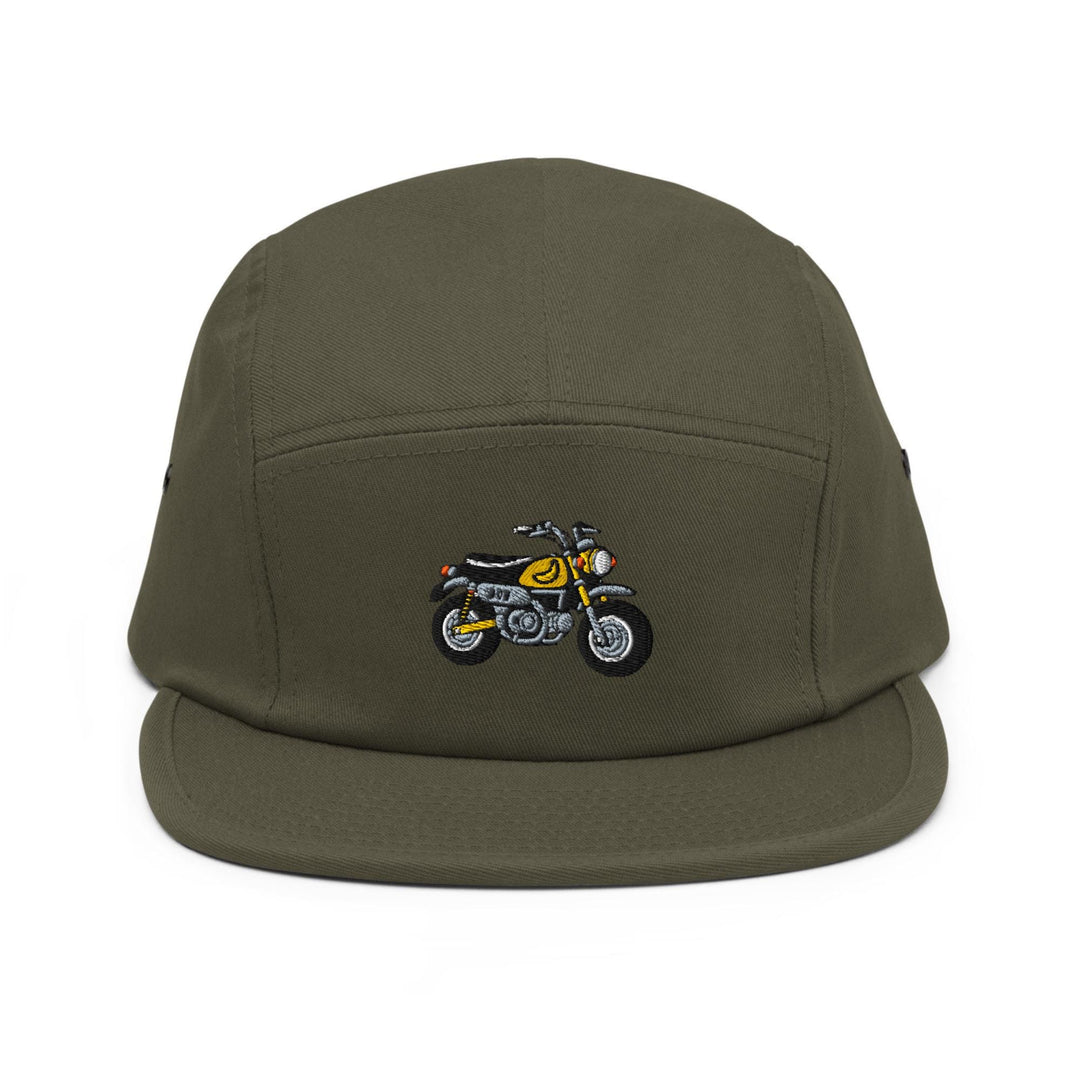 Chimp Mini Japanese Motorcycle Embroidered 5‑Panel Cotton Camper Cap: Adjustable Fit &amp; Designs