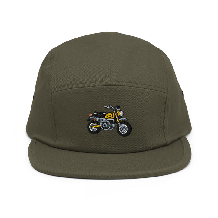 Chimp Mini Japanese Motorcycle Embroidered 5‑Panel Cotton Camper Cap: Adjustable Fit &amp; Designs
