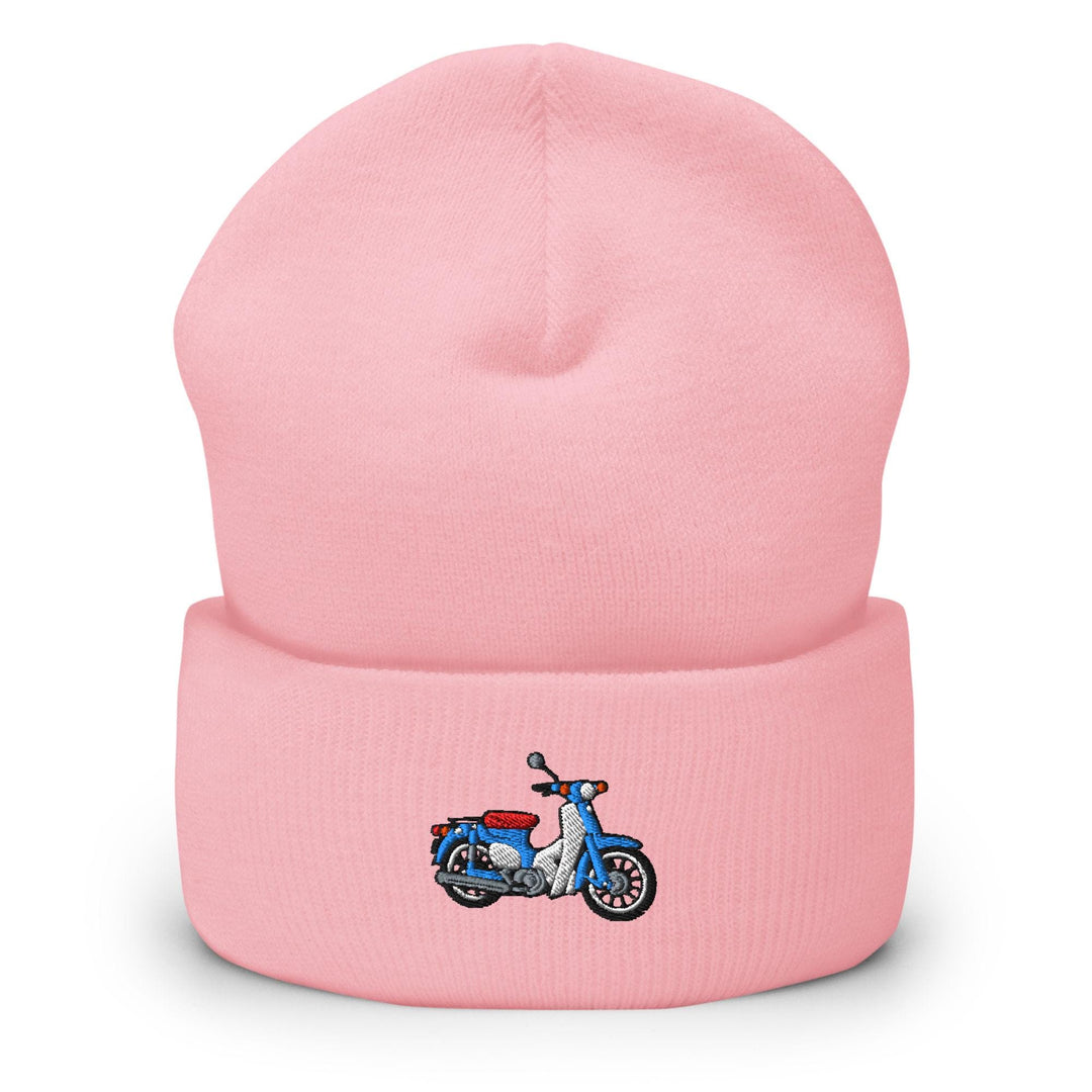 Classic Japanese Commuter Motorbike Embroidered Cuffed Beanie: Cozy Unisex Winter Cap