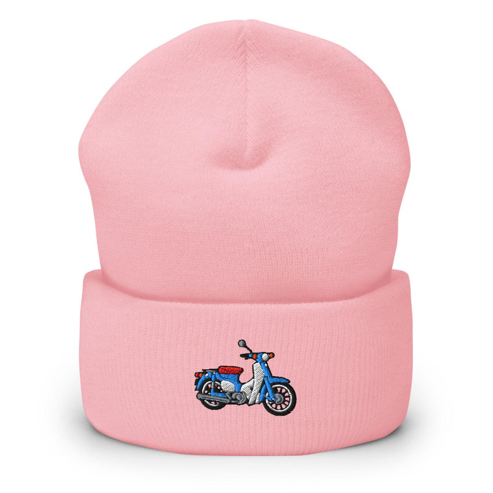 Classic Japanese Commuter Motorbike Embroidered Cuffed Beanie: Cozy Unisex Winter Cap