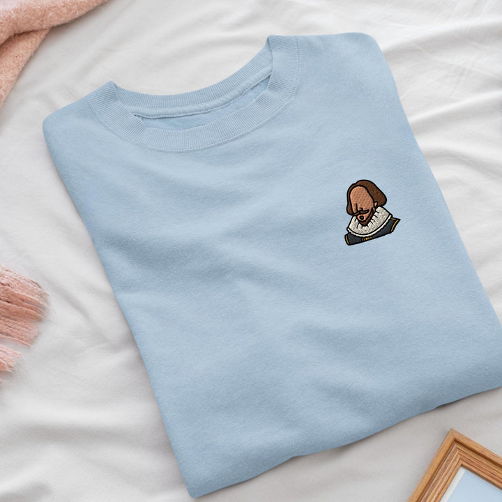 William Shakespeare Embroidered Crewneck Sweatshirt: Cotton Blend, Unisex Fit