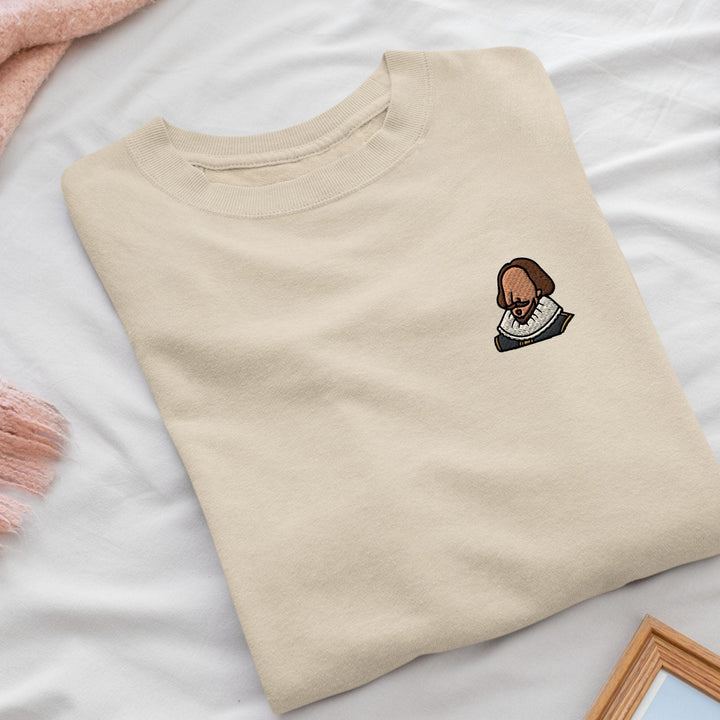 William Shakespeare Embroidered Crewneck Sweatshirt: Cotton Blend, Unisex Fit