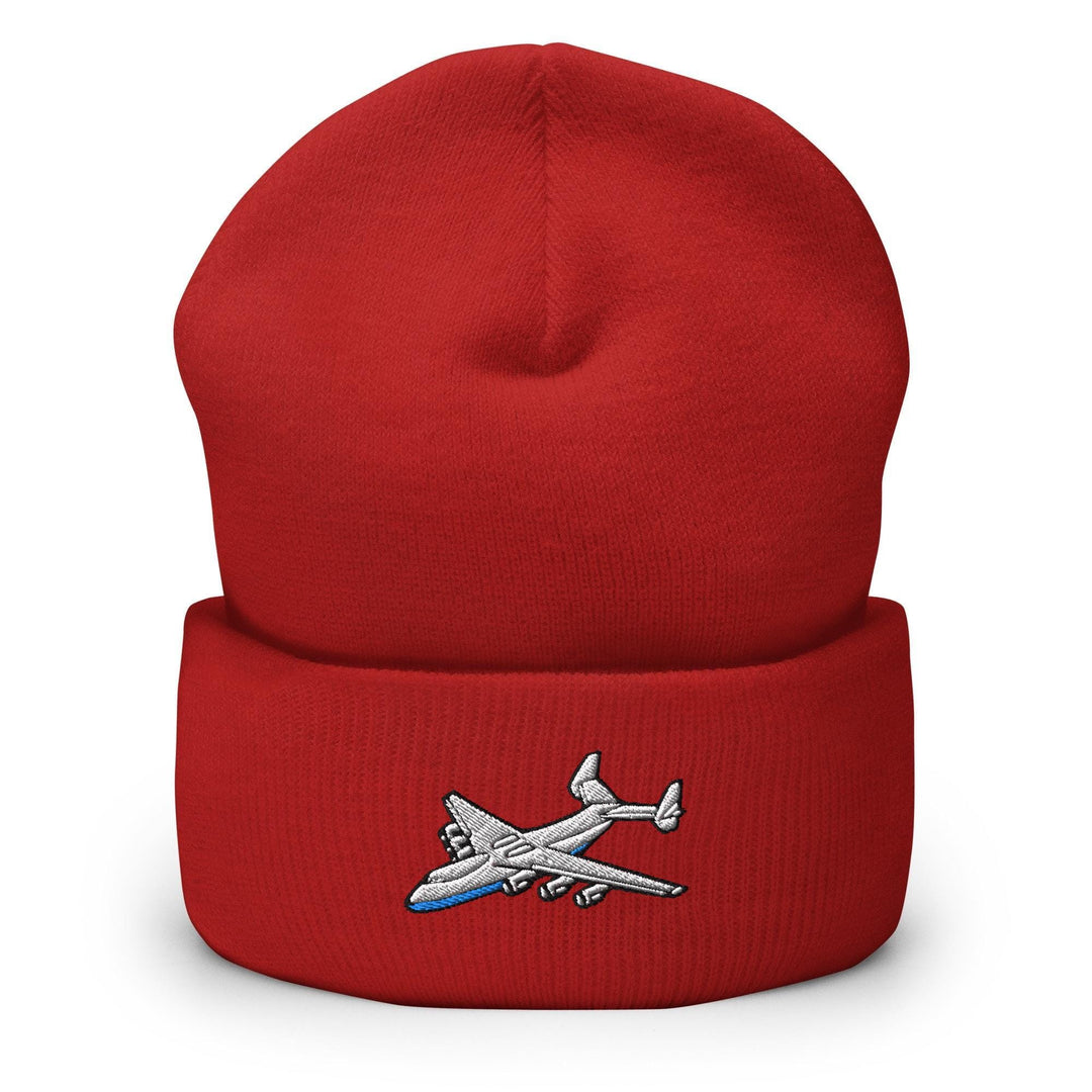 An-225 Cargo Airplane Embroidered Cuffed Beanie: Cozy Unisex Winter Cap