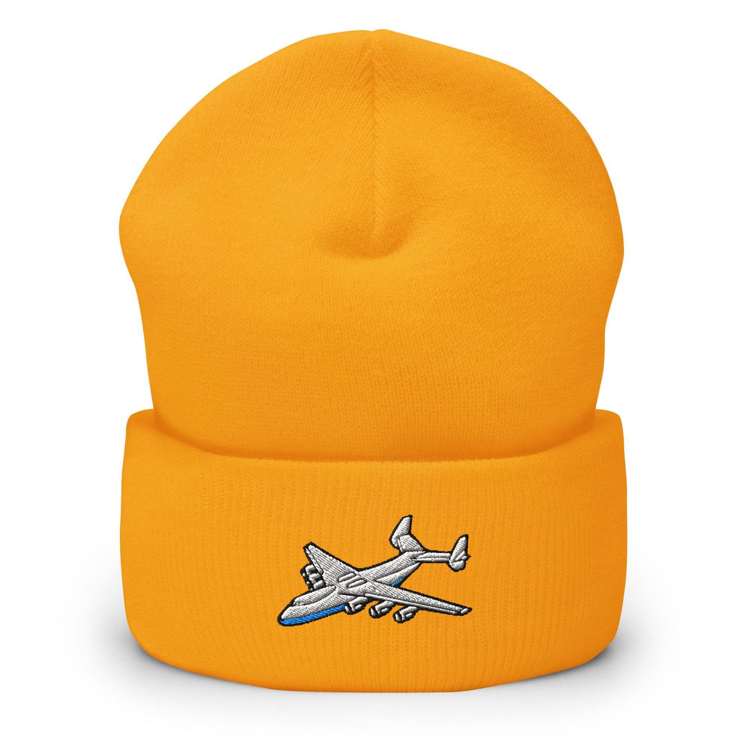 An-225 Cargo Airplane Embroidered Cuffed Beanie: Cozy Unisex Winter Cap