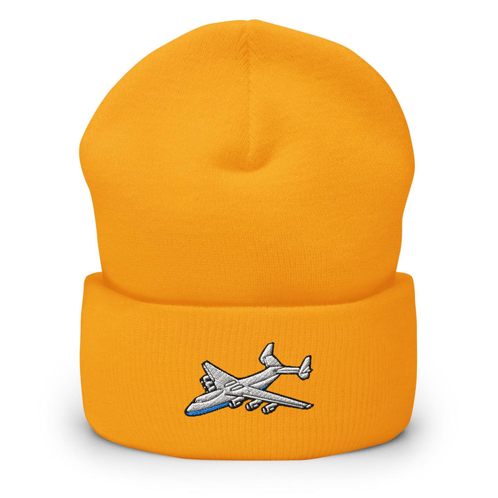An-225 Cargo Airplane Embroidered Cuffed Beanie: Cozy Unisex Winter Cap