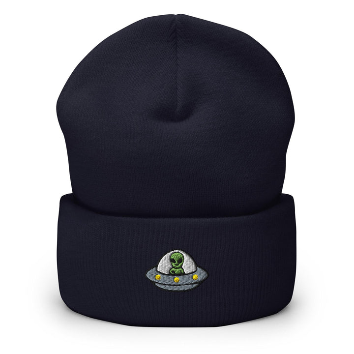 Alien UFO Embroidered Cuffed Beanie: Cozy Unisex Winter Cap