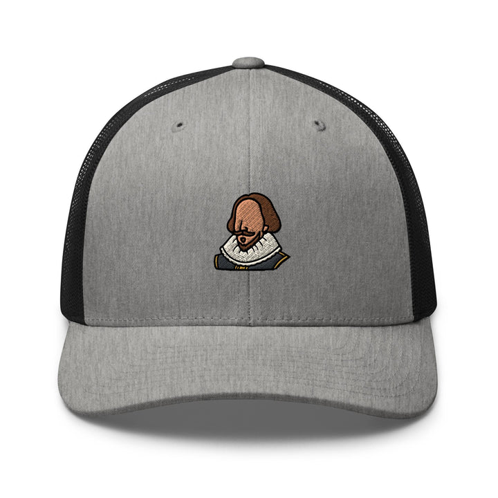 William Shakespeare Embroidered Trucker Hat: Structured Retro Cap with Mesh Back
