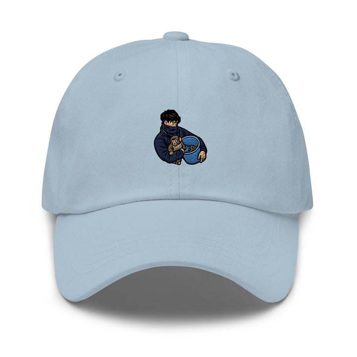 Punch Monkey &amp; His Caretaker Embroidered Dad Cap: Chino Cotton Twill Adjustable Unisex Hat