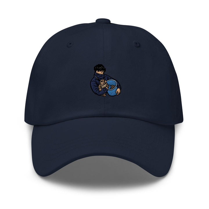 Punch Monkey &amp; His Caretaker Embroidered Dad Cap: Chino Cotton Twill Adjustable Unisex Hat