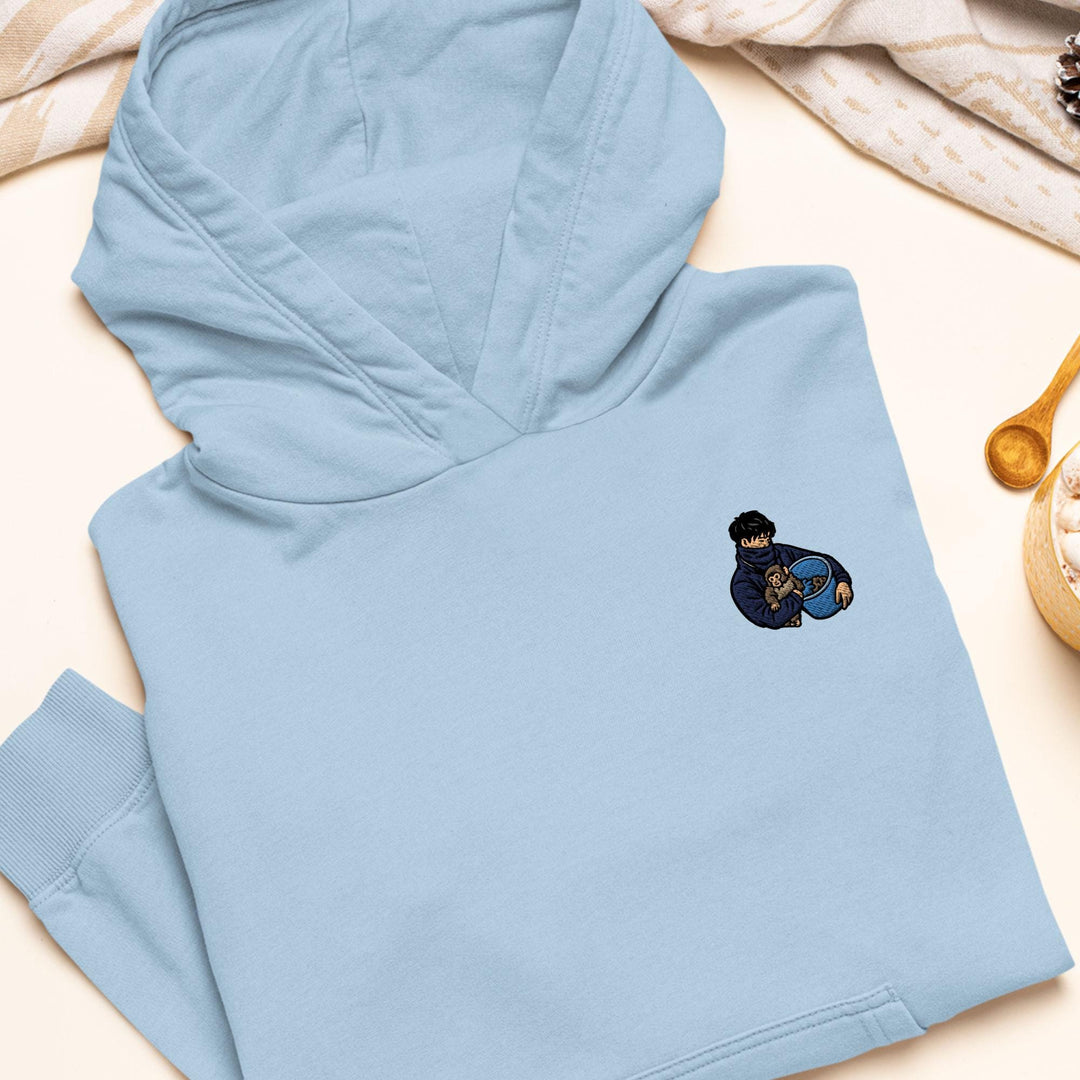 Punch Monkey &amp; His Caretaker Embroidered Hoodie: Heavy Blend Cotton-Poly, Unisex Fit