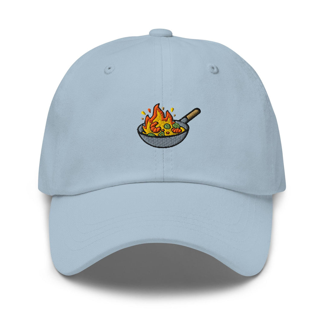 Flaming Wok Embroidered Dad Cap: Chino Cotton Twill Adjustable Unisex Hat