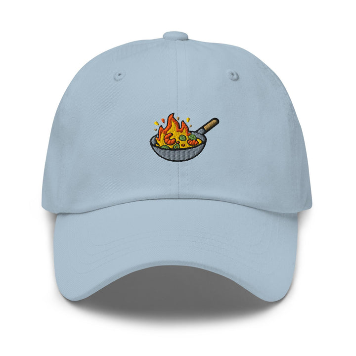 Flaming Wok Embroidered Dad Cap: Chino Cotton Twill Adjustable Unisex Hat