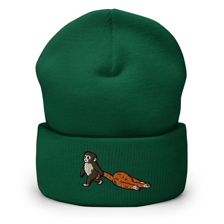 Punch Emotional Support Monkey Embroidered Cuffed Beanie: Cozy Unisex Winter Cap