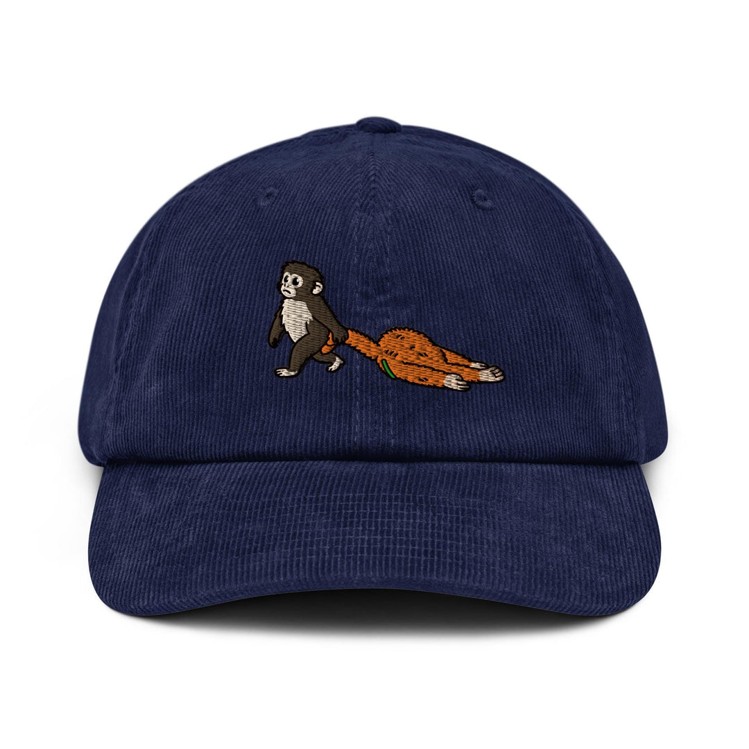 Punch Emotional Support Monkey Embroidered Cotton Corduroy Hat: Adjustable Fit