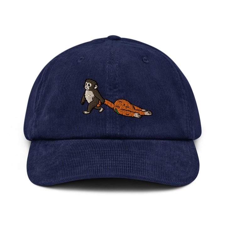 Punch Emotional Support Monkey Embroidered Cotton Corduroy Hat: Adjustable Fit
