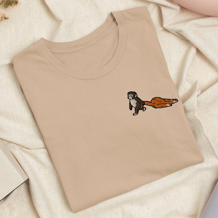 Punch Emotional Support Monkey Embroidered T-Shirt: Lightweight Cotton, Unisex Fit