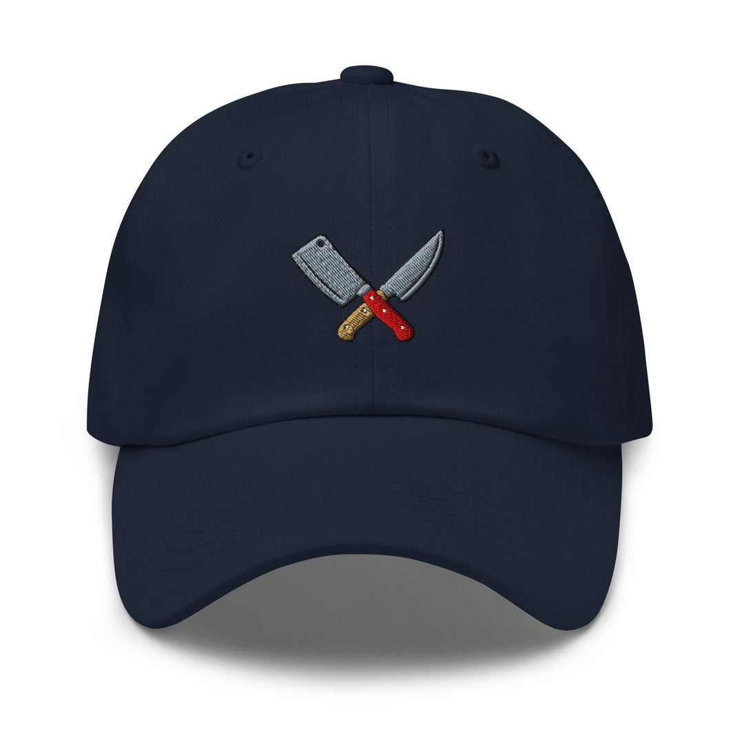 Crossed Kitchen Knives Embroidered Dad Cap: Chino Cotton Twill Adjustable Unisex Hat