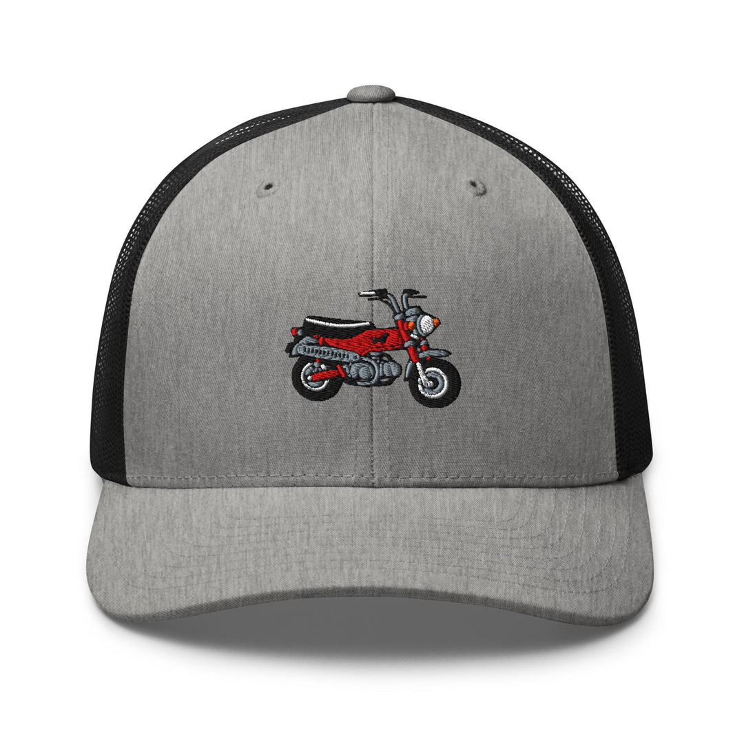 Max Mini Japanese Motorcycle Embroidered Trucker Hat: Structured Retro Cap with Mesh Back