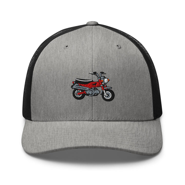 Max Mini Japanese Motorcycle Embroidered Trucker Hat: Structured Retro Cap with Mesh Back