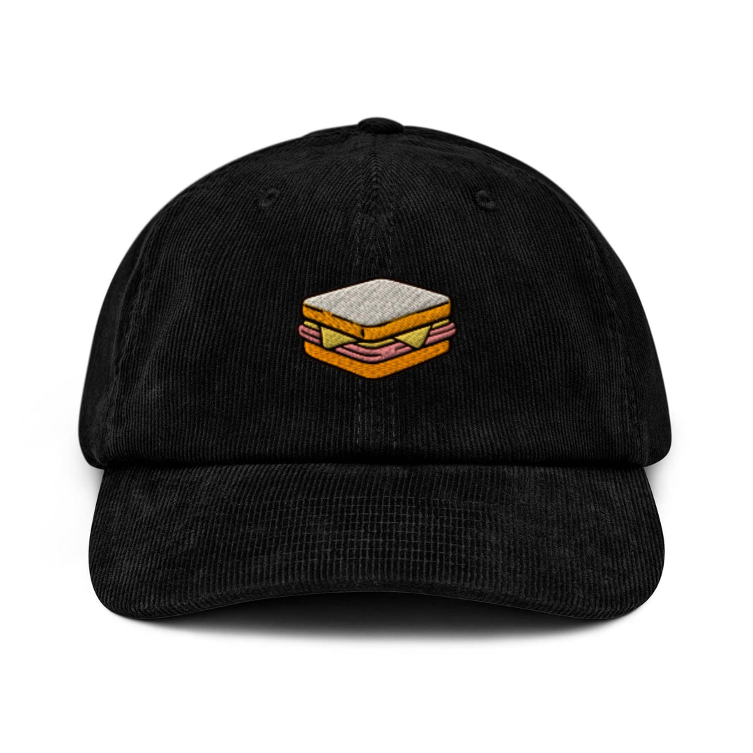 Ham and Cheese Sandwich Embroidered Cotton Corduroy Hat: Adjustable Fit