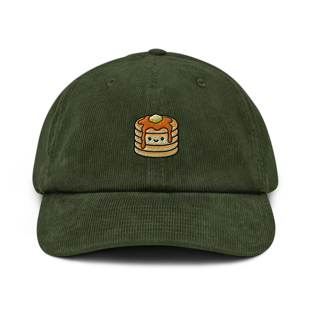 Kawaii Pancake Stack Embroidered Cotton Corduroy Hat: Adjustable Fit