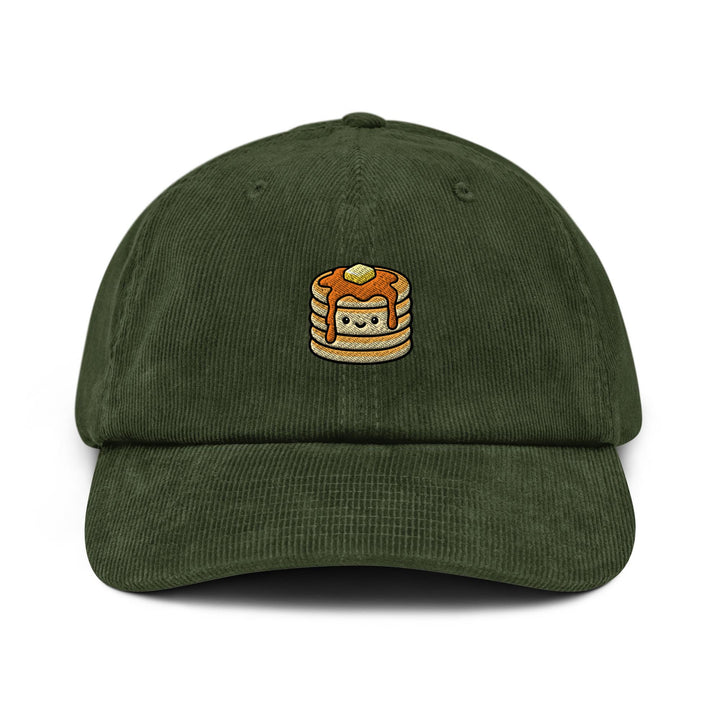 Kawaii Pancake Stack Embroidered Cotton Corduroy Hat: Adjustable Fit
